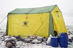 21 Kitchen Tent In Light Snow At Shagring Camp On Upper Baltoro Glacier